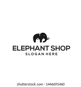 elephant shop logo design vector illustration template