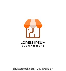 Elephant shop logo vector, Elephant icon combination with shop symbol