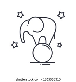 Elegantes Showsymbol, lineare einzelne Illustration, dünne Linie, Webdesign-Zeichen, Umrisssymbol mit bearbeitbarem Strich auf weißem Hintergrund.