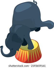 Elephant show on circus arena. Funfair cartoon icon