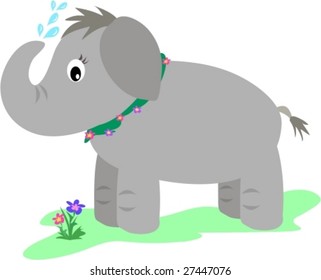 Elephant Shower with Flowers Vector