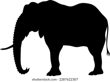 elephant side vector silhouette black one