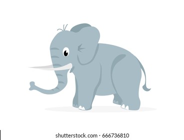 elephant side view. the cartoon elephant has all its body parts on different layers for easy animation and editing