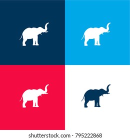 Elephant side view four color material and minimal icon logo set in red and blue