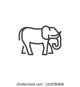 Elephant side view line icon. linear style sign for mobile concept and web design. Elephant stand outline vector icon. Wild  animals symbol, logo illustration. Pixel perfect vector graphics