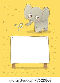 elephant with sign, wild animals savanna drawings