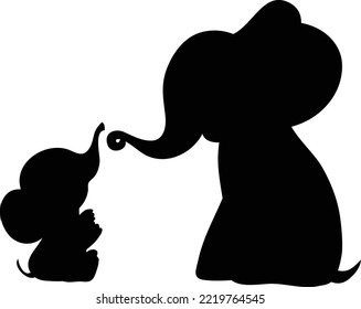 Elephant sihouette vector art and illustration