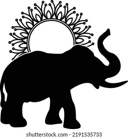 Elephant Silhouette with Beautiful Mandala