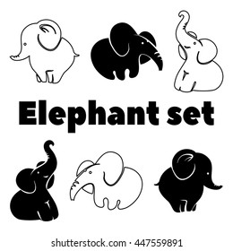 Elephant silhouette cartoon style vector illustration