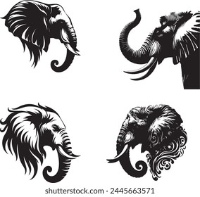 Elephant silhouette collection. Logo Set.