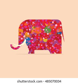 Elephant silhouette decor design. Vector illustration