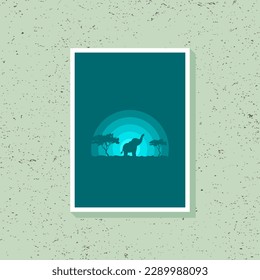 Elephant silhouette design for wall decoration. Flat vector interior illustration. Suitable for printing, wall decoration, icons, stickers, templates and poster backgrounds.