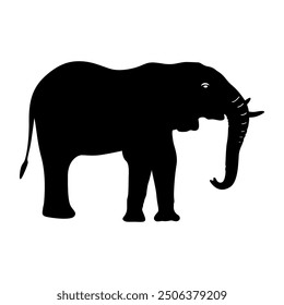 Elephant Silhouette. Silhouette of elephants. Elephant shadow hand drawn. Animal Elephant Silhouettes vector illustration