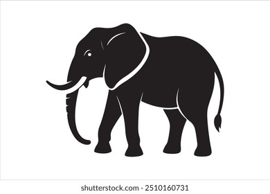 Elephant Silhouette. Silhouette of elephants. Elephant shadow hand drawn. Animal Elephant Silhouettes vector illustration