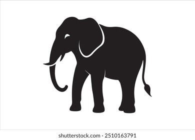 Elephant Silhouette. Silhouette of elephants. Elephant shadow hand drawn. Animal Elephant Silhouettes vector illustration