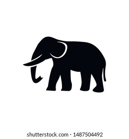 Elephant silhouette icon. Flat vector illustration in black on white background. EPS 10