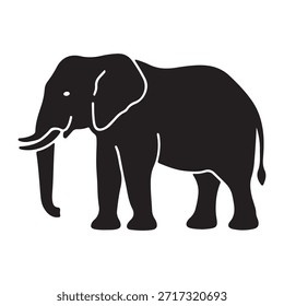 Elephant Silhouette Icon Vector Negro Diseño de logotipo simple