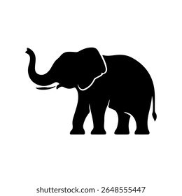 Elephant silhouette icon vector flat design on white background
