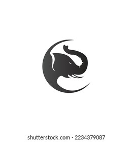 elephant silhouette icon vector on a white background