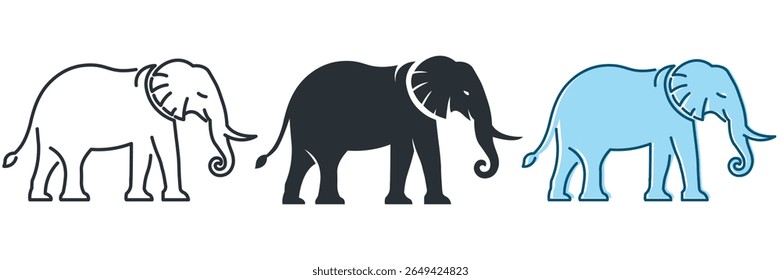 Elephant Silhouette icons. Animal outline. Simple vector illustration