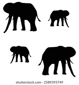 Elephant Silhouette, Elephant illustration, Elephant icon Silhouette, Elephant Silhouette illustration