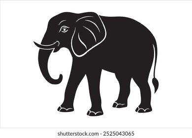 A elephant silhouette illustration on white background