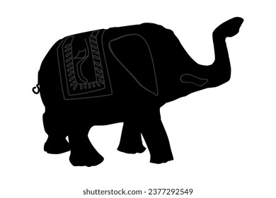 La silueta de elefante aislada de fondo blanco. Forma negra de elefante pequeño. Icono del elefante, vista lateral. Ilustración vectorial de acciones