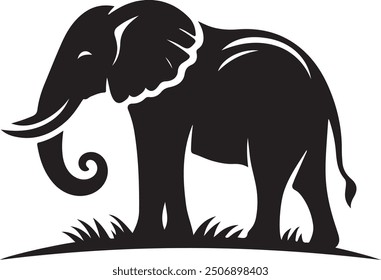 Elephant  silhouette isolated on white background