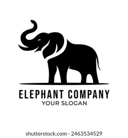 Elephant silhouette logo template isolated on white background