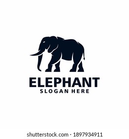 Elephant silhouette logo vector on white background.
