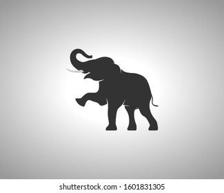 Elephant Silhouette on White Background. Isolated Vector Animal Template for Logo Company, Icon, Symbol etc