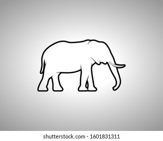 Elephant Silhouette on White Background. Isolated Vector Animal Template for Logo Company, Icon, Symbol etc