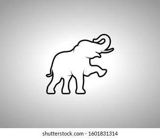 Elephant Silhouette on White Background. Isolated Vector Animal Template for Logo Company, Icon, Symbol etc