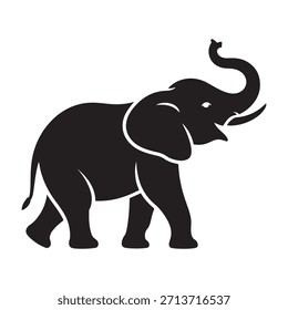Elephant Silhouette with Raised Trunk