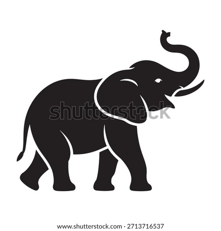 Elephant Silhouette with Raised Trunk