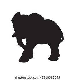 elephant silhouette set collection isolated black on white background vector illustration