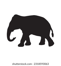 elephant silhouette set collection isolated black on white background vector illustration