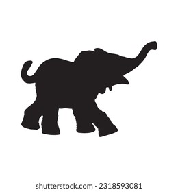 elephant silhouette set collection isolated black on white background vector illustration