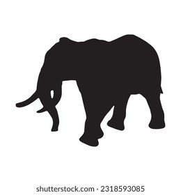 elephant silhouette set collection isolated black on white background vector illustration