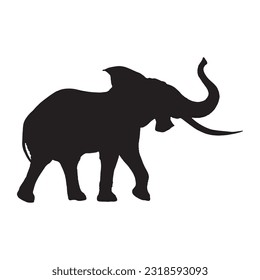 elephant silhouette set collection isolated black on white background vector illustration