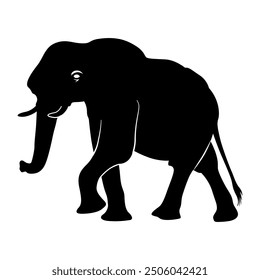 Elephant Silhouette. Silhouette of elephant. Elephant shadow hand drawn. Animal Elephant Silhouettes vector illustration