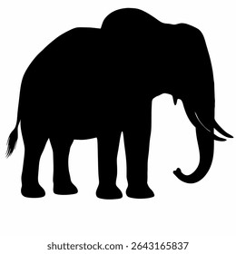Silhueta de elefante Vista de perfil permanente com tronco e tostas