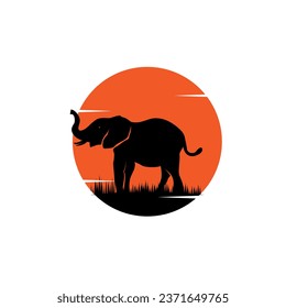 elephant silhouette sunset, can be use on all media, because made with high resolution
