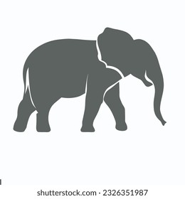 Elephant Silhouette with Trunk Raised , Wildlife and Safari Vector Art