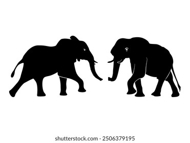 Elephant Silhouette. Silhouette of two elephants facing each other.