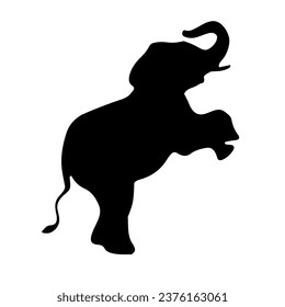 Elephant silhouette with two legs up