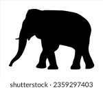 Elephant silhouette vector art white background