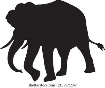 Elephant silhouette vector black and white