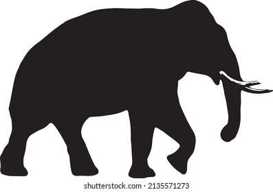 Elephant silhouette vector black and white