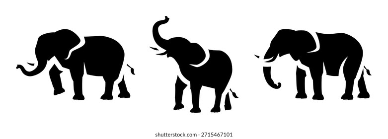 Elefant Silhouette, Vektorgrafik-Kollektion, isolierter Hintergrund